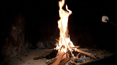 Roasting marshmallow over fire Stock Footage 952722