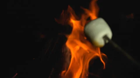 Roasting marshmallow. Slow Motion. Stock Footage 55874724
