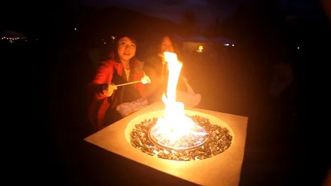 Roasting marshmallows Stock Footage 101987774