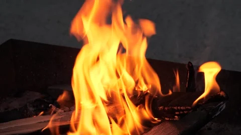 Roasting marshmallows over a warm grill fire on a cool evening Vidéo 301922701