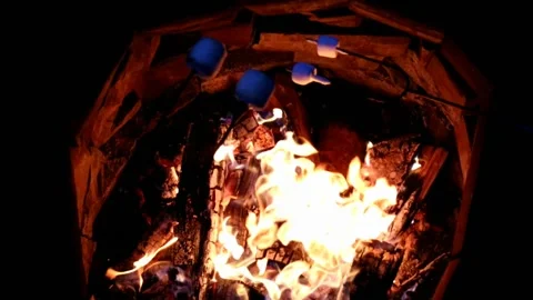 Roasting Marshmallows - Overhead Shot Stock Footage 134822396
