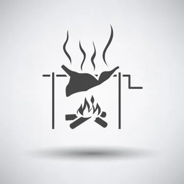 Roasting meat on fire icon Illustrazione stock