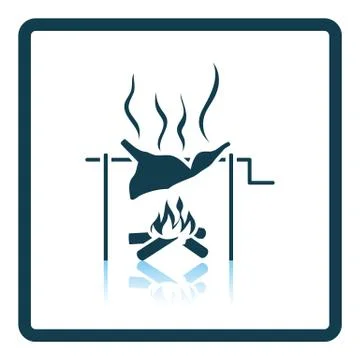 Roasting meat on fire icon Illustrazione stock