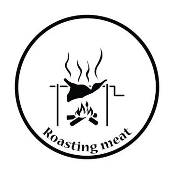 Roasting meat on fire icon Illustrazione stock