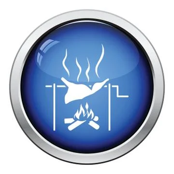 Roasting meat on fire icon Illustrazione stock