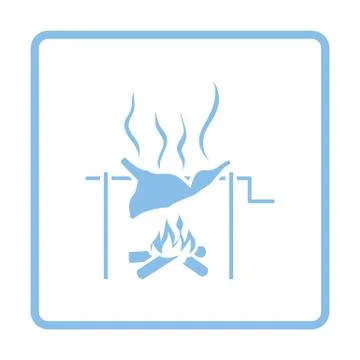 Roasting meat on fire icon Illustrazione stock