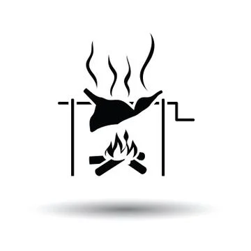 Roasting meat on fire icon Illustrazione stock