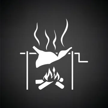 Roasting meat on fire icon Illustrazione stock