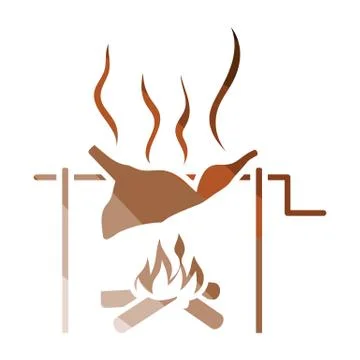 Roasting meat on fire icon Illustrazione stock