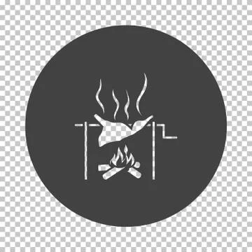Roasting meat on fire icon Illustrazione stock