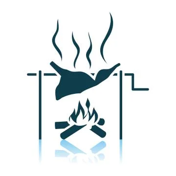 Roasting Meat On Fire Icon Illustrazione stock