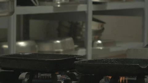 Roasting a meat on a heated pan Stock Footage 109209518