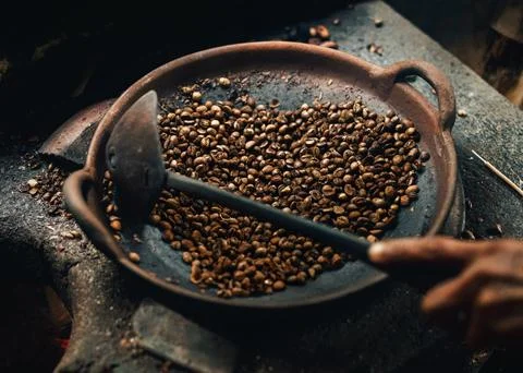 Roasting Process Coffee Beans Stock Photos