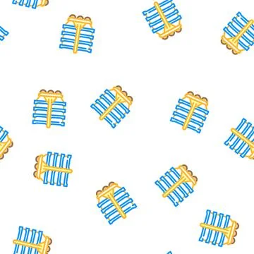 Roasting sausage frame vector seamless pattern Stock Illustration