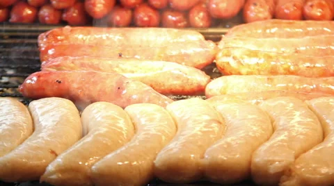 Roasting Sausages. HD Stock Footage 48704504