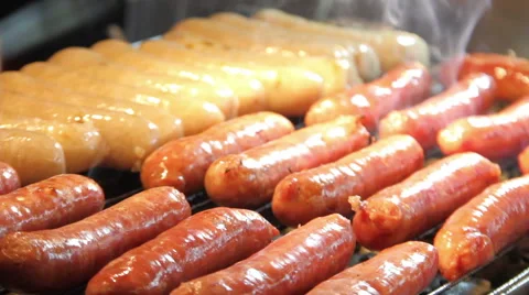 Roasting Sausages.HD Stock Footage 48697875