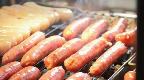 Roasting Sausages.HD Stock Footage 48704113