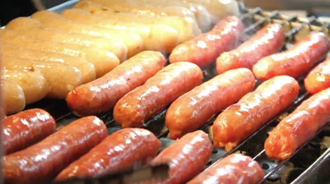 Roasting Sausages.HD Stock Footage 48704194