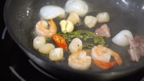 Roasting seafood 3 Stock Footage 108468782