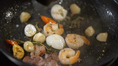 Roasting seafood 4 Stock Footage 108468779