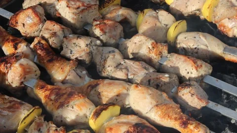 Roasting of shish kebab Stock Footage 150640818