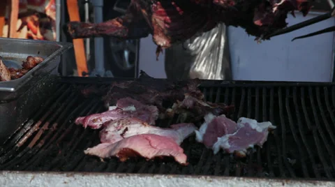  Roasting veal meat at barbecue Stock Footage 36839287