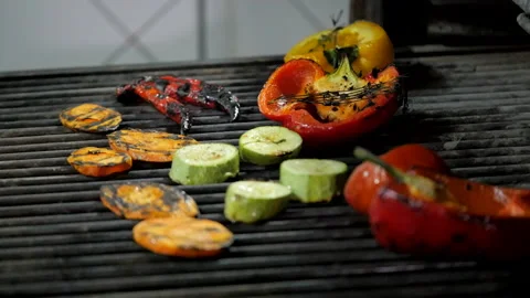 Roasting Vegetables on Coals Video stock 132170659