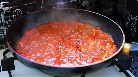 Roasting vegetables in a pan. Healthy fresh vegetables. Cooking. Stock Footage 248424661