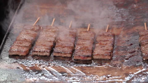 Roasting wagyu beef steaks Stock Footage 263021132