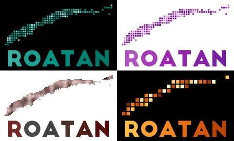 Roatan map. Collection of map of Roatan in dotted style. Borders of the isl.. Ilustração Stock