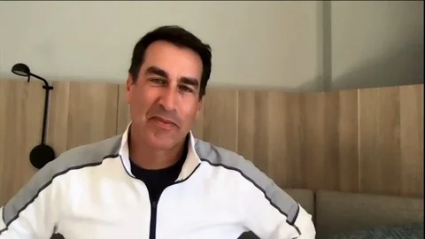Rob Riggle being interviewed for new comedic movie The War with Grandpa - 2020 Stock Footage 144631015