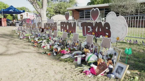 Robb Elementary School In Uvalde, Texas-Pictures of Victims Stock Footage 196638076