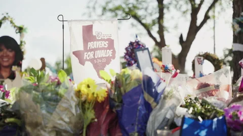 Robb Elementary School In Uvalde, Texas-Prayers For Uvalde Flag Stock Footage 196641970
