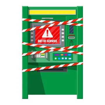 Robbed atm with warning ribbons Stock-Illustration