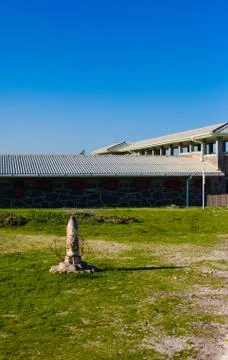 Robben island barbed wire post Stock Photos