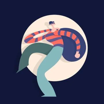 Robber with a bag on his back Stock Illustration
