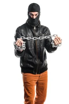 Robber with chains Stock Photos