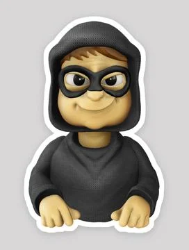 Robber character 3d rendered illustration., 3D Cyber Spy  Illustration Rend.. Stock Illustration