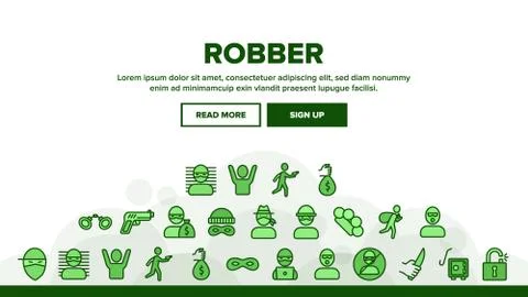 Robber Crime Landing Header Vector Illustrazione stock