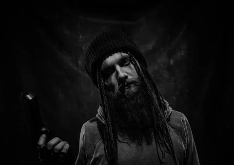 Robber with gun Stock Photos