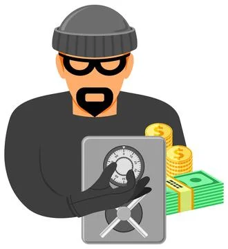Robber Icon with Safe 스톡 일러스트