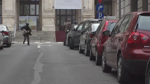 Robber running on town streets Stock Footage 43284103