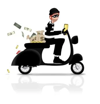 Robber on Scooter Stock Illustration