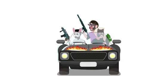 The robbers are getting away from the chase. The chase. White background. Stock Footage 241186154