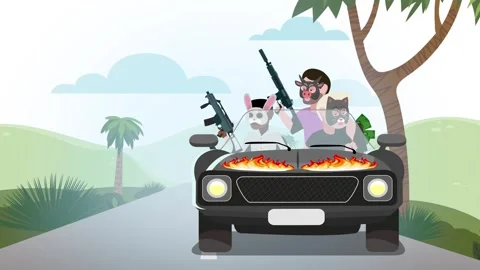 The robbers are getting away from the chase. The chase. Color background. Stock Footage 241186198
