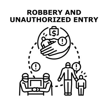 Robbery and unauthorized entry crime concept illustration Stock Illustration