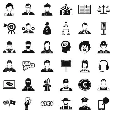 Robbery icons set, simple style Stock Illustration