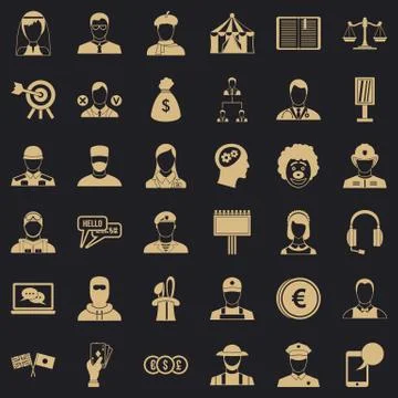 Robbery icons set, simple style Illustrazione stock
