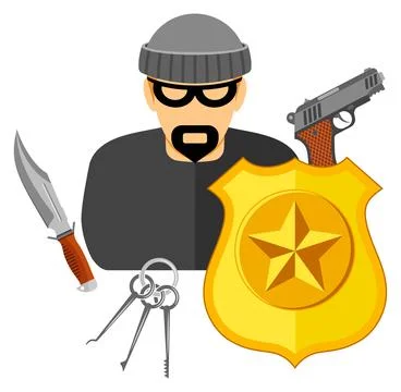 Robbery Insurance Flat Icon Stock Illustration