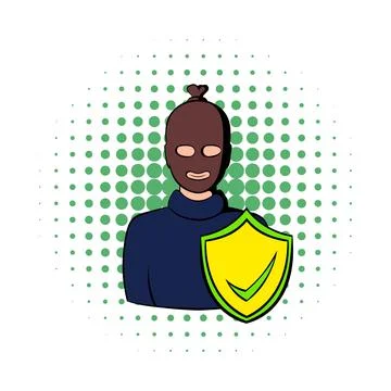 Robbery insurance icon, comics style Stock Illustration